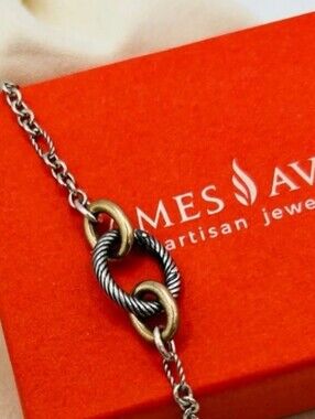 🆕 James Avery Retired Silver & Gold Oval Twist Charm Necklace